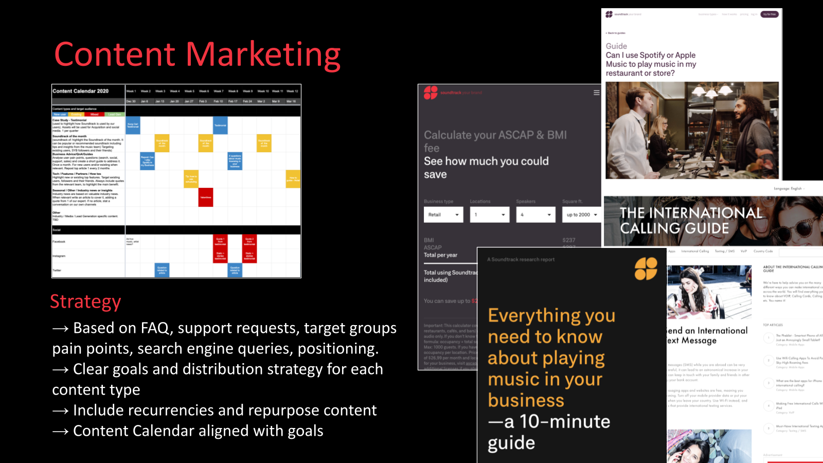 Content marketing strategy from portfolio
