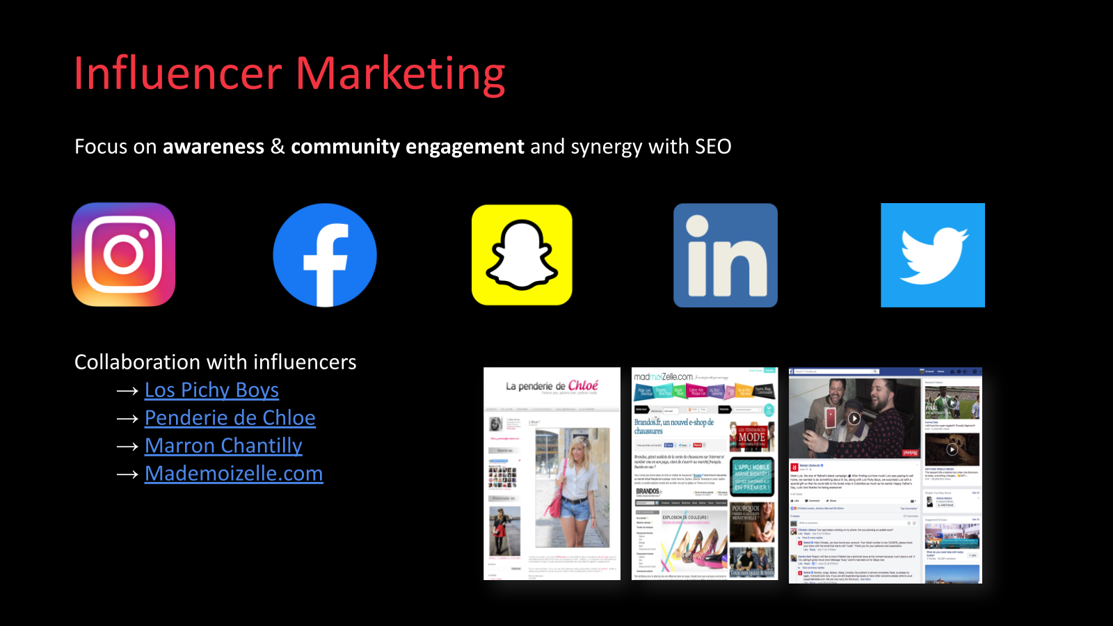 Influencer & PR work from portfolio